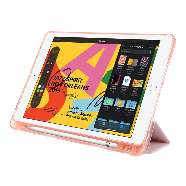 For iPad 10.2 2021 / 2020 / 2019 Airbag Deformation Horizontal Flip Leather Case with Holder & Pen Holder(Pink) - iPad 10.2 Cases by buy2fix | Online Shopping UK | buy2fix