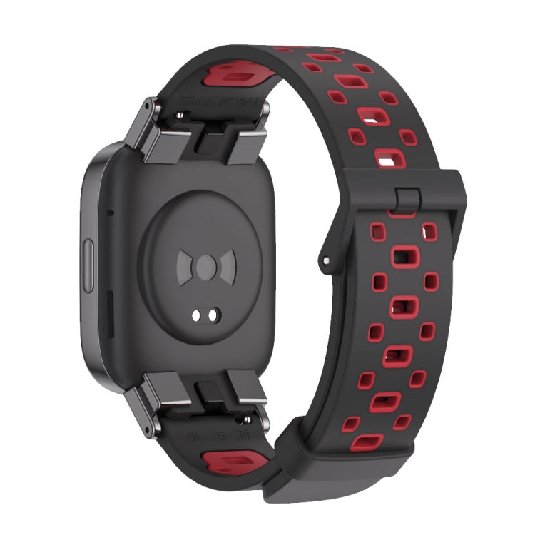 For Redmi Watch 3 Mijobs Square Hole Breathable TPU Watch Band(Black Red) - Watch Bands by MIJOBS | Online Shopping UK | buy2fix