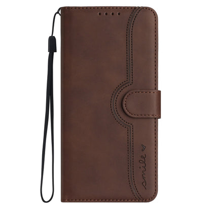 For OnePlus 12 Heart Pattern Skin Feel Leather Phone Case(Brown) - OnePlus Cases by buy2fix | Online Shopping UK | buy2fix