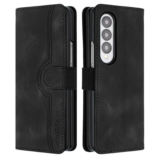 For Samsung Galaxy Z Fold4 5G Heart Pattern Skin Feel Leather Phone Case(Black)