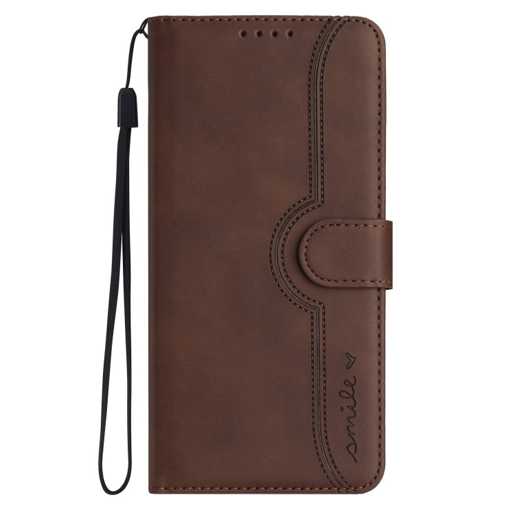 For Xiaomi 14 Pro Heart Pattern Skin Feel Leather Phone Case(Brown) - 14 Pro Cases by buy2fix | Online Shopping UK | buy2fix