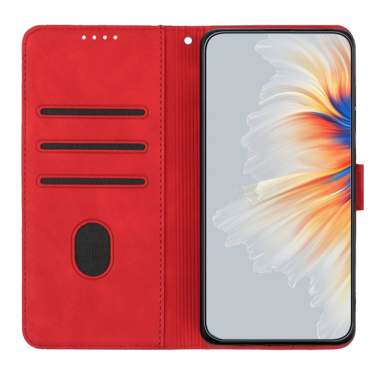 For Xiaomi Redmi A3 Heart Pattern Skin Feel Leather Phone Case(Red) - Xiaomi Cases by buy2fix | Online Shopping UK | buy2fix