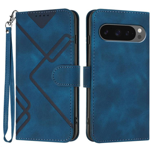 For Google Pixel 10 Pro XL Line Pattern Skin Feel Leather Phone Case(Royal Blue) - Google Cases by buy2fix | Online Shopping UK | buy2fix