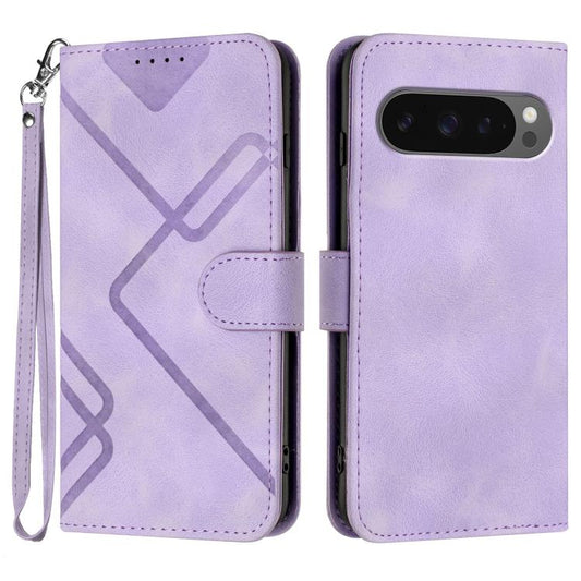 For Google Pixel 10 Pro XL Line Pattern Skin Feel Leather Phone Case(Light Purple) - Google Cases by buy2fix | Online Shopping UK | buy2fix