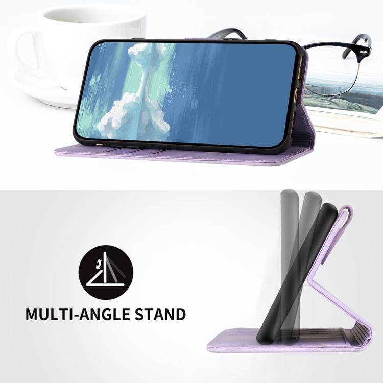 For Google Pixel 10 Pro XL Line Pattern Skin Feel Leather Phone Case(Light Purple) - Google Cases by buy2fix | Online Shopping UK | buy2fix