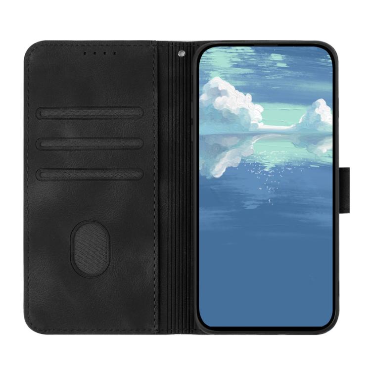 For Google Pixel 10 / Pixel 10 Pro Line Pattern Skin Feel Leather Phone Case(Black) - Google Cases by buy2fix | Online Shopping UK | buy2fix