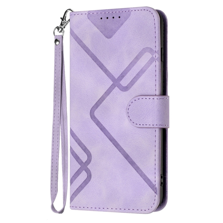 For iPhone 16 Pro Line Pattern Skin Feel Leather Phone Case(Light Purple) - iPhone 16 Pro Cases by buy2fix | Online Shopping UK | buy2fix