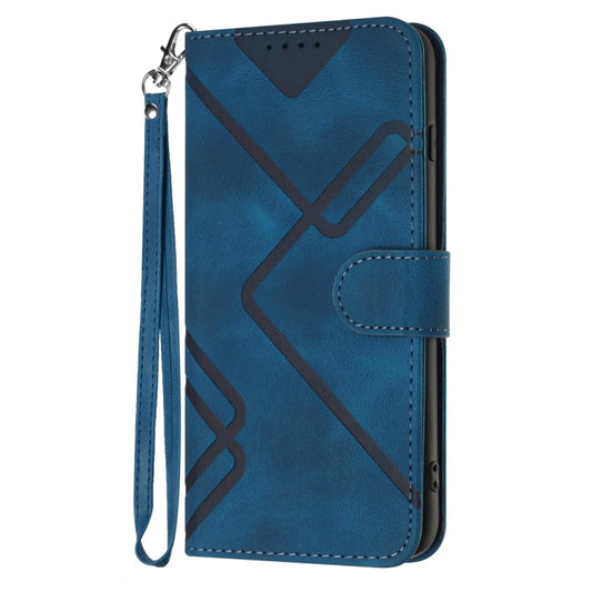 For iPhone 16 Line Pattern Skin Feel Leather Phone Case(Royal Blue) by buy2fix