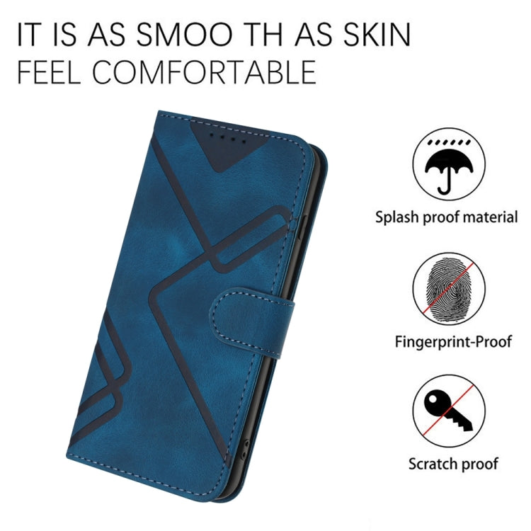 For iPhone 16 Line Pattern Skin Feel Leather Phone Case(Royal Blue) - iPhone 16 Cases by buy2fix | Online Shopping UK | buy2fix