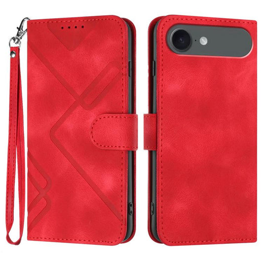 For iPhone 17 Air Line Pattern Skin Feel Leather Phone Case(Red) - iPhone 17 Air Cases by buy2fix | Online Shopping UK | buy2fix