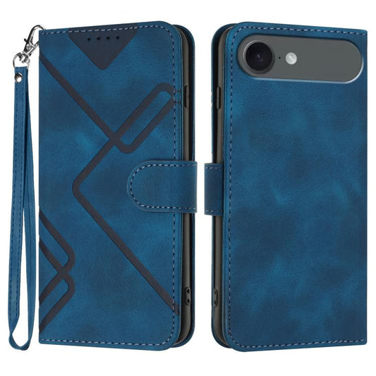 For iPhone 17 Air Line Pattern Skin Feel Leather Phone Case(Royal Blue) - iPhone 17 Air Cases by buy2fix | Online Shopping UK | buy2fix