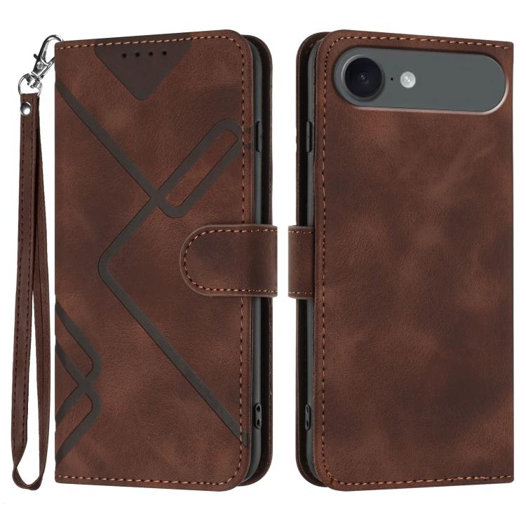 For iPhone 17 Air Line Pattern Skin Feel Leather Phone Case(Coffee) - iPhone 17 Air Cases by buy2fix | Online Shopping UK | buy2fix