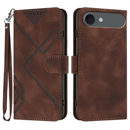 For iPhone 17 Air Line Pattern Skin Feel Leather Phone Case(Coffee) - iPhone 17 Air Cases by buy2fix | Online Shopping UK | buy2fix