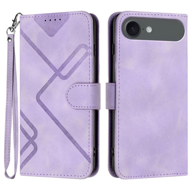 For iPhone 17 Air Line Pattern Skin Feel Leather Phone Case(Light Purple) - iPhone 17 Air Cases by buy2fix | Online Shopping UK | buy2fix