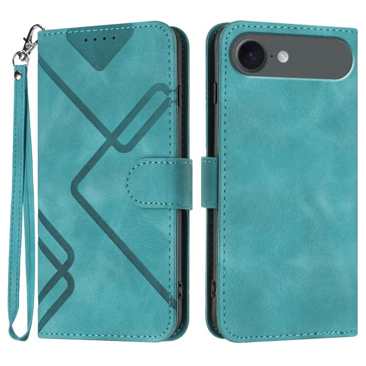 For iPhone Air Line Pattern Skin Feel Leather Phone Case(Light Blue) - iPhone Air Cases by buy2fix | Online Shopping UK | buy2fix