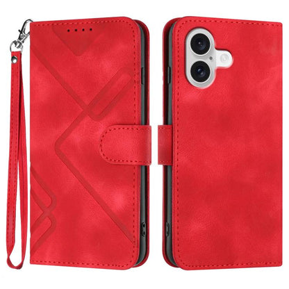 For iPhone 17 Line Pattern Skin Feel Leather Phone Case(Red) - iPhone 17 Cases by buy2fix | Online Shopping UK | buy2fix