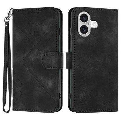 For iPhone 17 Line Pattern Skin Feel Leather Phone Case(Black) - iPhone 17 Cases by buy2fix | Online Shopping UK | buy2fix