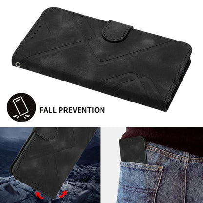 For iPhone 17 Line Pattern Skin Feel Leather Phone Case(Black) - iPhone 17 Cases by buy2fix | Online Shopping UK | buy2fix