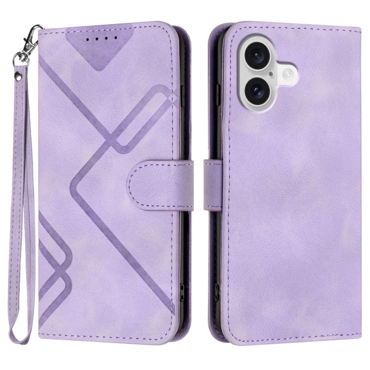 For iPhone 17 Line Pattern Skin Feel Leather Phone Case(Light Purple) - iPhone 17 Cases by buy2fix | Online Shopping UK | buy2fix