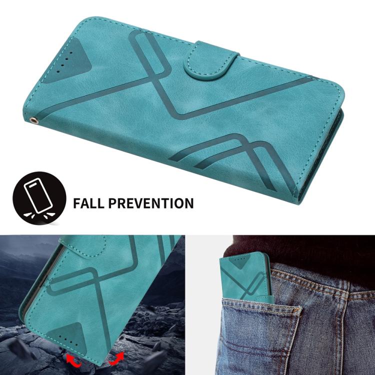 For iPhone 17 Line Pattern Skin Feel Leather Phone Case(Light Blue) - iPhone 17 Cases by buy2fix | Online Shopping UK | buy2fix