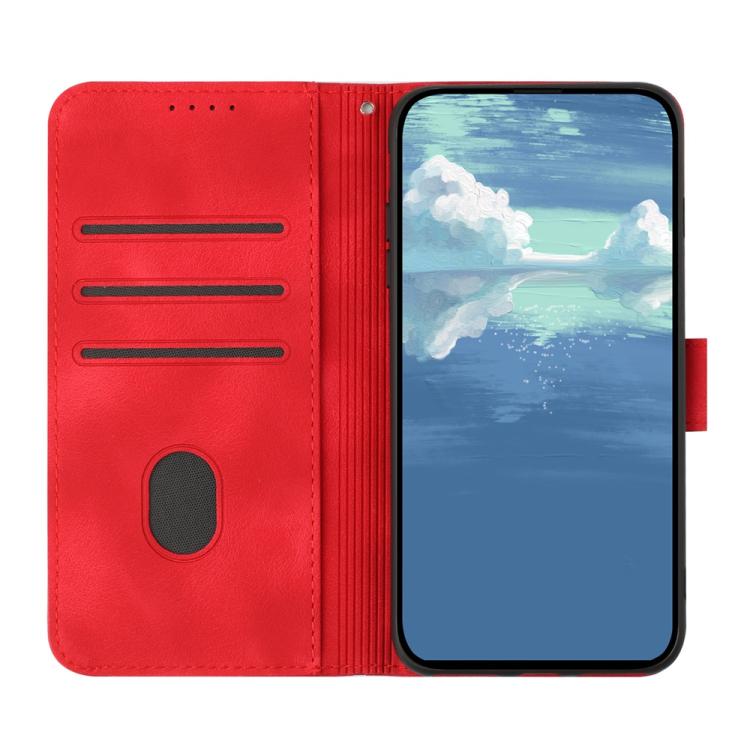 For iPhone 17 Pro Max Line Pattern Skin Feel Leather Phone Case(Red) - iPhone 17 Pro Max Cases by buy2fix | Online Shopping UK | buy2fix