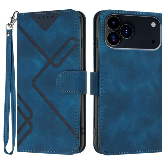 For iPhone 17 Pro Max Line Pattern Skin Feel Leather Phone Case(Royal Blue) - iPhone 17 Pro Max Cases by buy2fix | Online Shopping UK | buy2fix