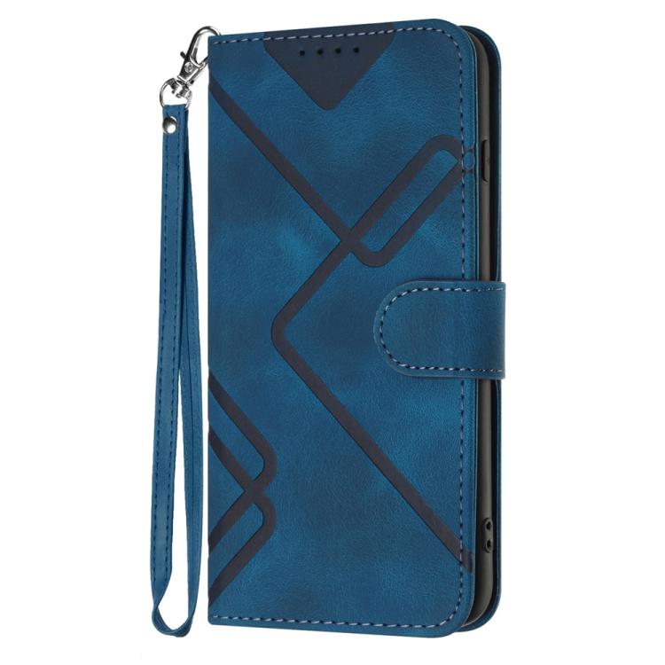 For iPhone 17 Pro Max Line Pattern Skin Feel Leather Phone Case(Royal Blue) - iPhone 17 Pro Max Cases by buy2fix | Online Shopping UK | buy2fix