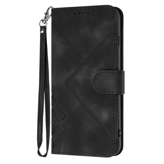 For iPhone 17 Pro Max Line Pattern Skin Feel Leather Phone Case(Black) - iPhone 17 Pro Max Cases by buy2fix | Online Shopping UK | buy2fix