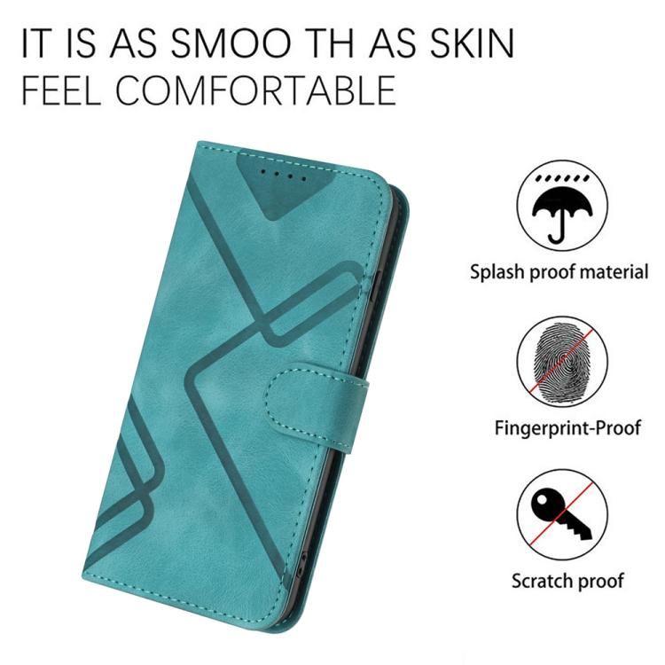 For iPhone 17 Pro Max Line Pattern Skin Feel Leather Phone Case(Light Blue) - iPhone 17 Pro Max Cases by buy2fix | Online Shopping UK | buy2fix
