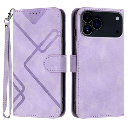 For iPhone 17 Pro Line Pattern Skin Feel Leather Phone Case(Light Purple) - iPhone 17 Pro Cases by buy2fix | Online Shopping UK | buy2fix