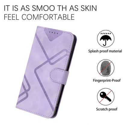 For OnePlus 12 Line Pattern Skin Feel Leather Phone Case(Light Purple) - OnePlus Cases by buy2fix | Online Shopping UK | buy2fix