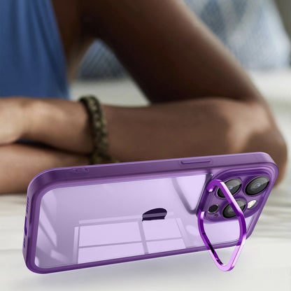 For iPhone 15 Invisible Lens Bracket Matte Transparent MagSafe Phone Case(Purple) - iPhone 15 Cases by buy2fix | Online Shopping UK | buy2fix