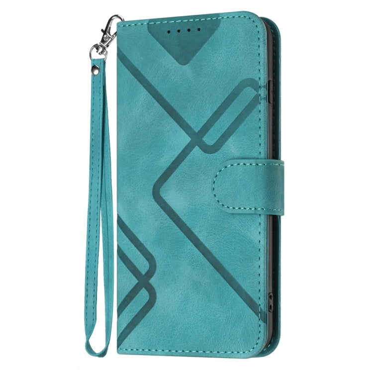 For Motorola Moto G Power 5G 2024 Line Pattern Skin Feel Leather Phone Case(Light Blue) - Motorola Cases by buy2fix | Online Shopping UK | buy2fix