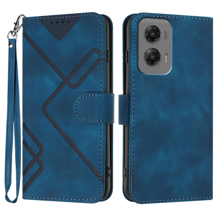 For Motorola Moto G Stylus 5G 2024 Line Pattern Skin Feel Leather Phone Case(Royal Blue) - Motorola Cases by buy2fix | Online Shopping UK | buy2fix