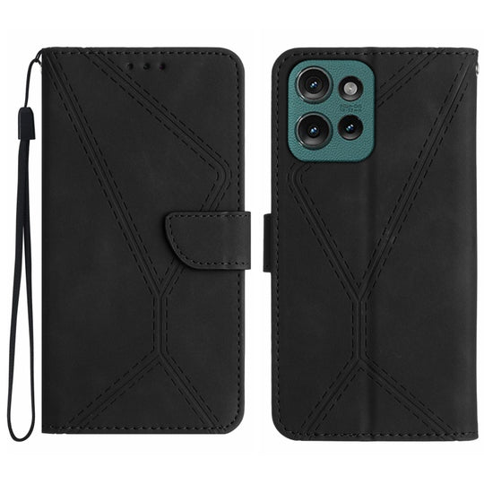 For Motorola Edge 50 Neo Stitching Embossed Leather Phone Case(Black)