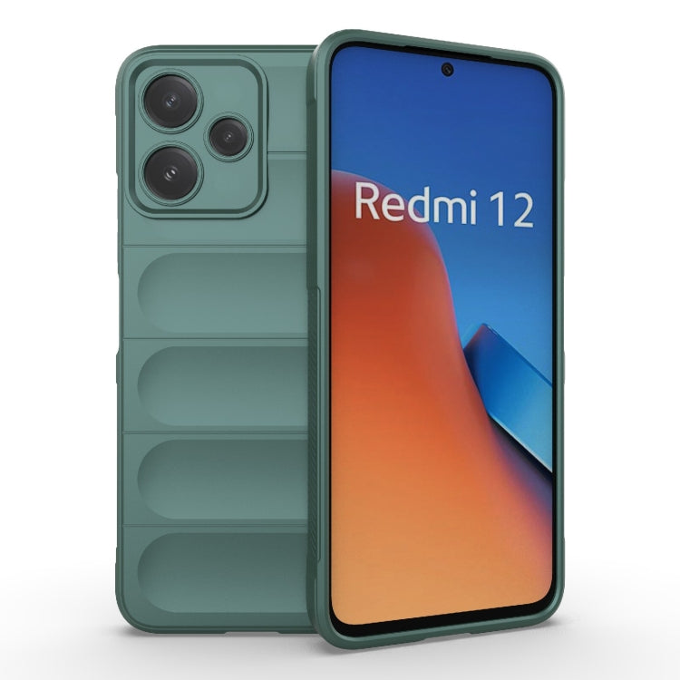 For Xiaomi Redmi 12 5G Magic Shield TPU + Flannel Phone Case(Dark Green) by buy2fix