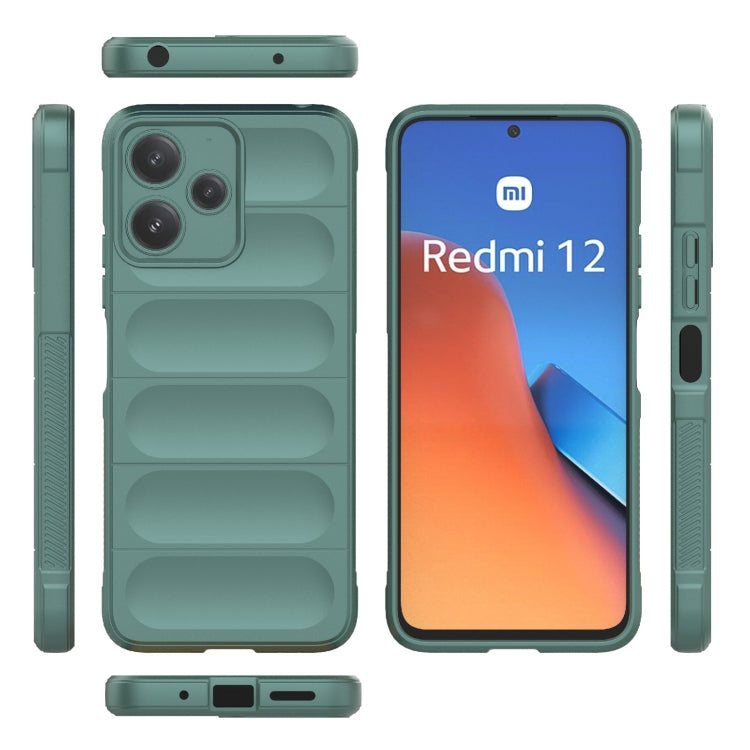 For Xiaomi Redmi 12 5G Magic Shield TPU + Flannel Phone Case(Dark Green) by buy2fix