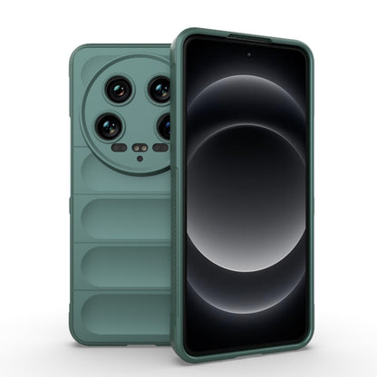 For Xiaomi 14 Ultra Magic Shield TPU + Flannel Phone Case(Dark Green) - 14 Ultra Cases by buy2fix | Online Shopping UK | buy2fix