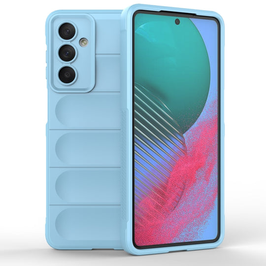 For Samsung Galaxy M54 5G Magic Shield TPU + Flannel Phone Case(Light Blue)