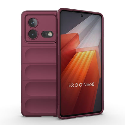 For vivo iQOO Neo8 Magic Shield TPU + Flannel Phone Case(Wine Red) - vivo Cases by buy2fix | Online Shopping UK | buy2fix