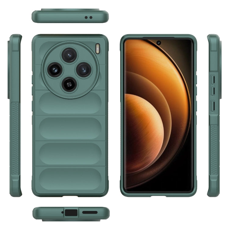 For vivo X100 5G Magic Shield TPU + Flannel Phone Case(Dark Green) - X100 Cases by buy2fix | Online Shopping UK | buy2fix