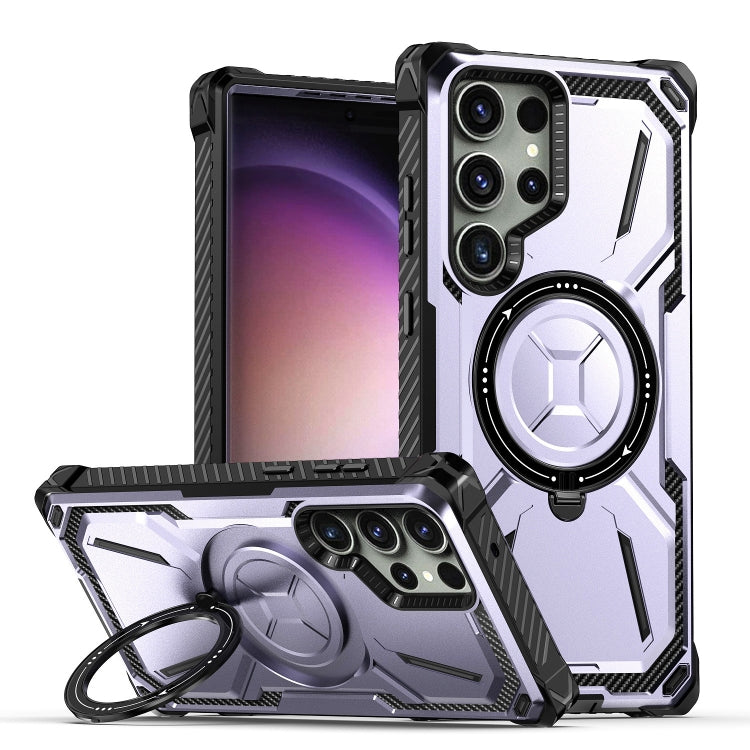 For Samsung Galaxy S24 Ultra 5G Armor Series Holder Phone Case(Light Purple) - Galaxy S24 Ultra 5G Cases by buy2fix | Online Shopping UK | buy2fix