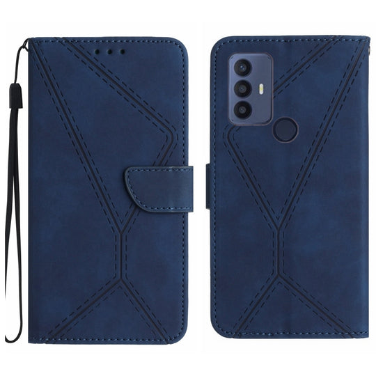 For TCL 30 SE / 30E /306/305 Stitching Embossed Leather Phone Case(Blue)