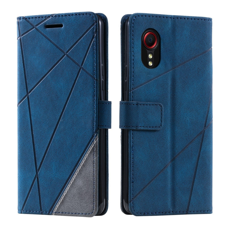 For Samsung Galaxy Xcover 7 Skin Feel Splicing Leather Phone Case(Blue) - Galaxy Phone Cases by buy2fix | Online Shopping UK | buy2fix