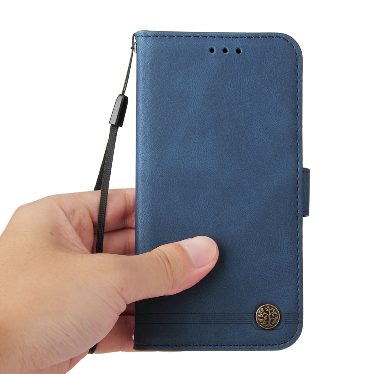 For Honor 100 Pro Skin Feel Life Tree Metal Button Leather Phone Case(Blue) - Honor Cases by buy2fix | Online Shopping UK | buy2fix