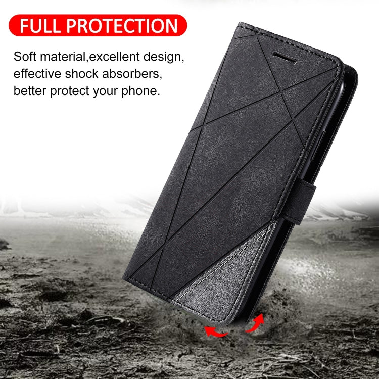 For Redmi Note 12 Pro+ Skin Feel Splicing Leather Phone Case(Black) - Xiaomi Cases by buy2fix | Online Shopping UK | buy2fix