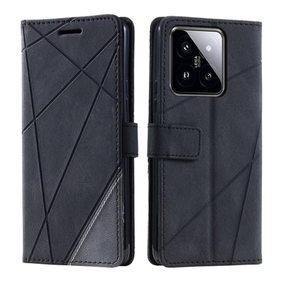 For Xiaomi 14 Skin Feel Splicing Leather Phone Case(Black) - 14 Cases by buy2fix | Online Shopping UK | buy2fix