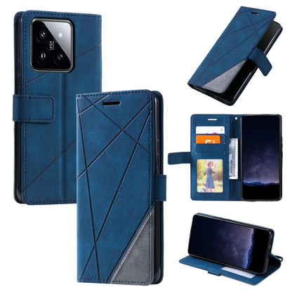 For Xiaomi 14 Pro Skin Feel Splicing Leather Phone Case(Blue) - 14 Pro Cases by buy2fix | Online Shopping UK | buy2fix