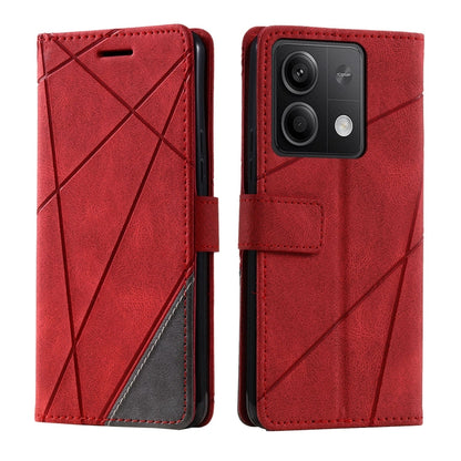 For Xiaomi Redmi Note 13 5G Skin Feel Splicing Leather Phone Case(Red) - Note 13 Cases by buy2fix | Online Shopping UK | buy2fix