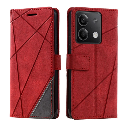 For Xiaomi Redmi Note 13 5G Skin Feel Splicing Leather Phone Case(Red) by buy2fix